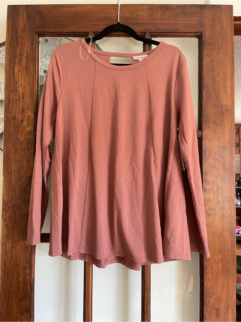 Women's Long-Sleeve Pleat Front Top - Dusty Rose